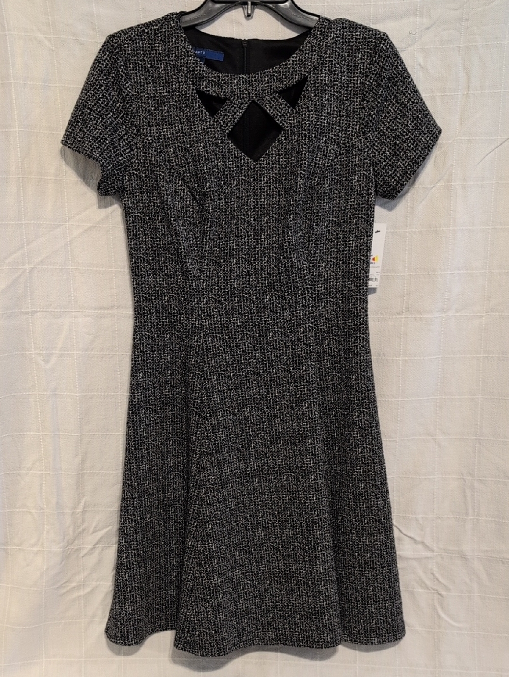 Apt. 9 Dark Grey Textured Fit-and-Flare Dress with Front Cutout